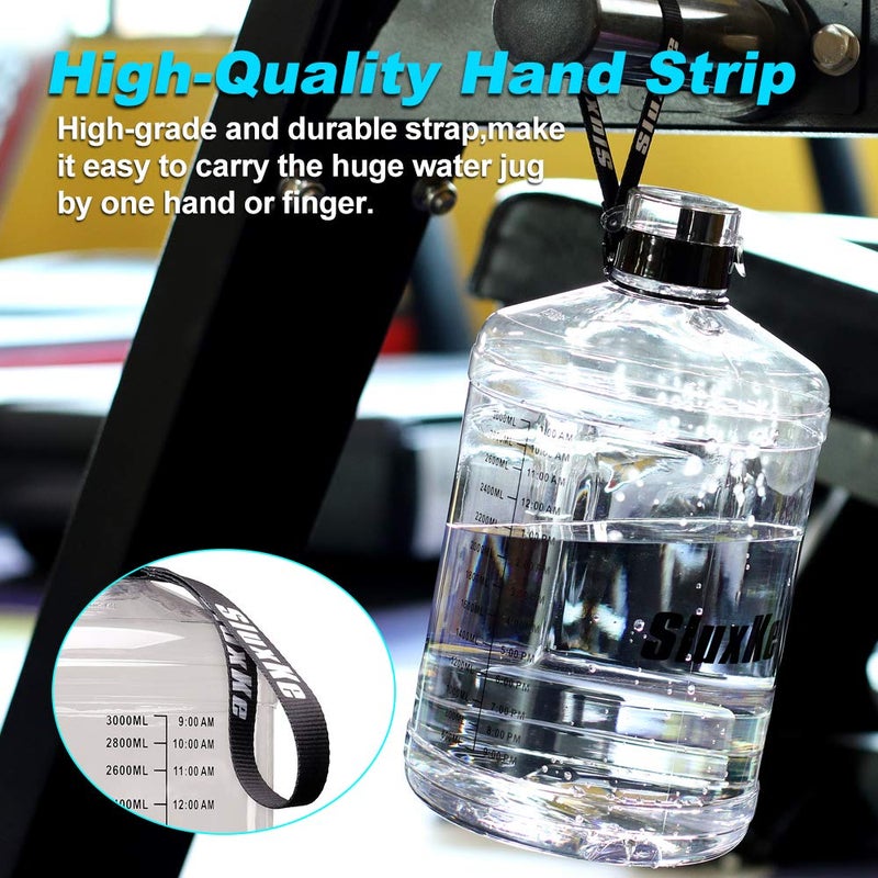 SLUXKE 1 Gallon Water Bottle Portable Water Jug Fitness Sports Daily Water Bottle with Motivational Time Marker,Leak-Proof, Wide Mouth, BPA Free Water Bottles for Sports Gym Fitness Work - Image 3